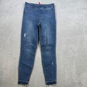 SPANX Women's Mid Rise Distressed Frayed Hem Skinny Jeans Pants Size M